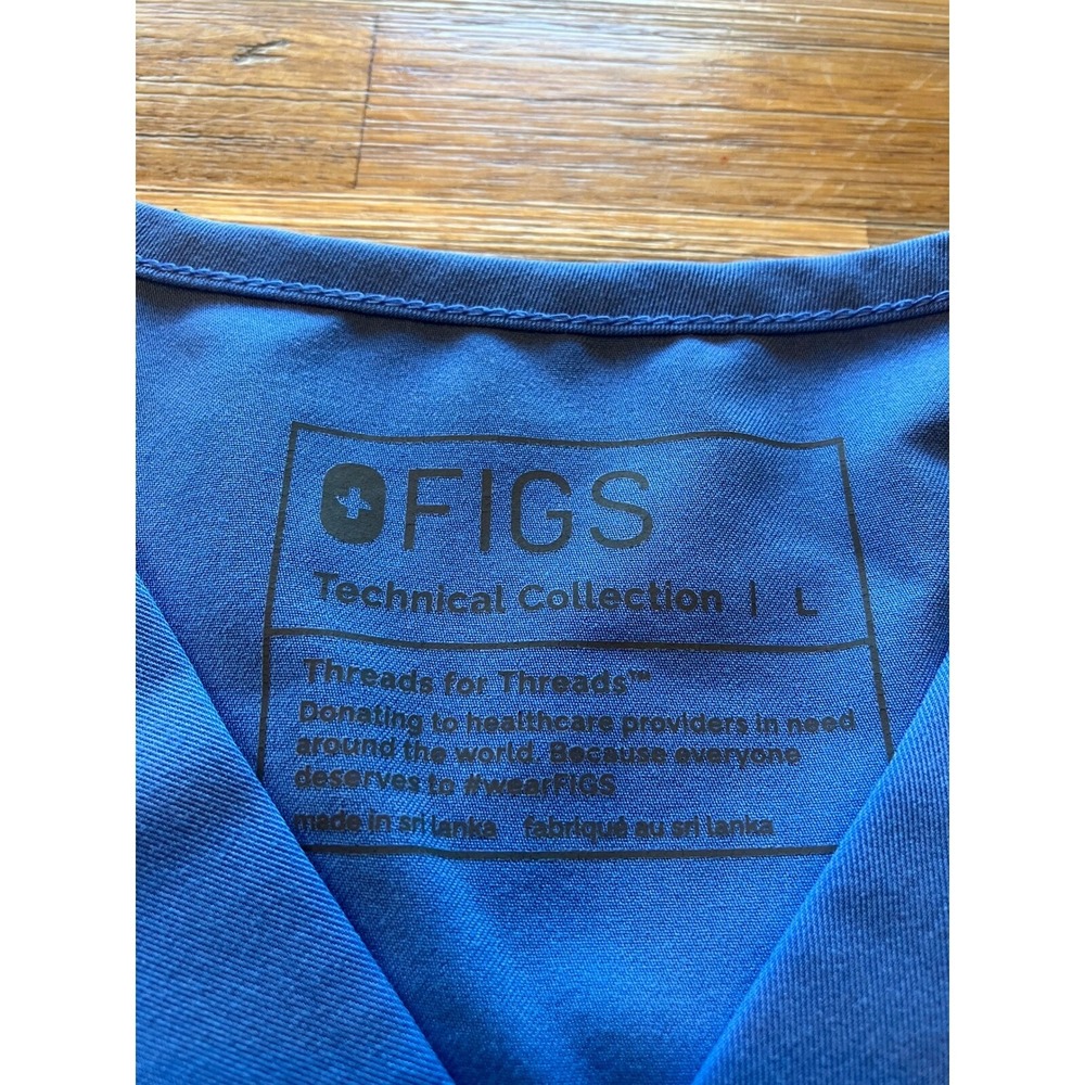 FIGS Leon 3 Pocket Scrub Uniform Top Mens Cell Blue Size Large - Picture 4 of 5